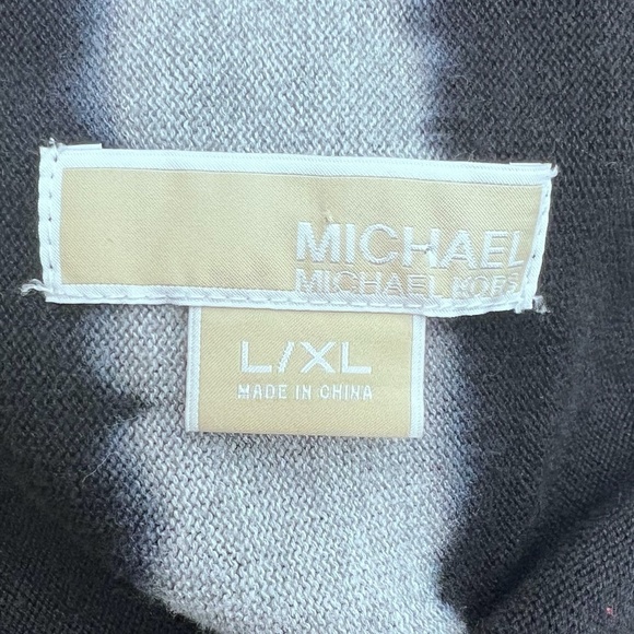 MICHAEL MICHAEL KORS BLACK, WHITE & GRAY STRIPED OPEN FRONT KNIT CARDIGAN - Picture 9 of 12